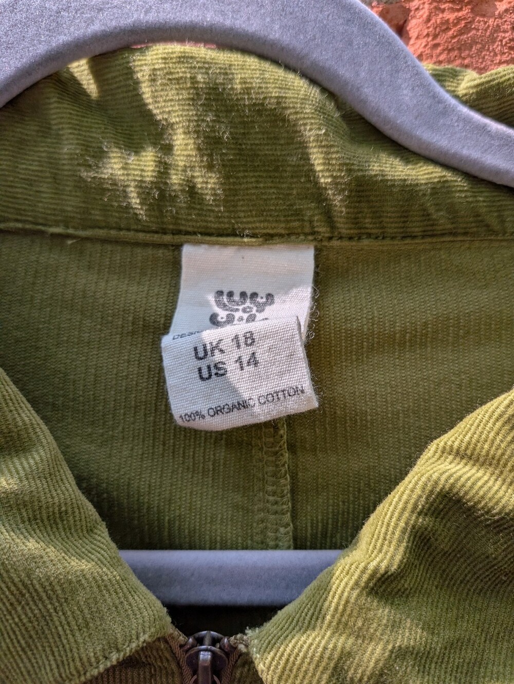 Lucy & Yak Bright Olive Green Zip-Front Corduroy Jumpsuit Size 14 US - Picture 5 of 5